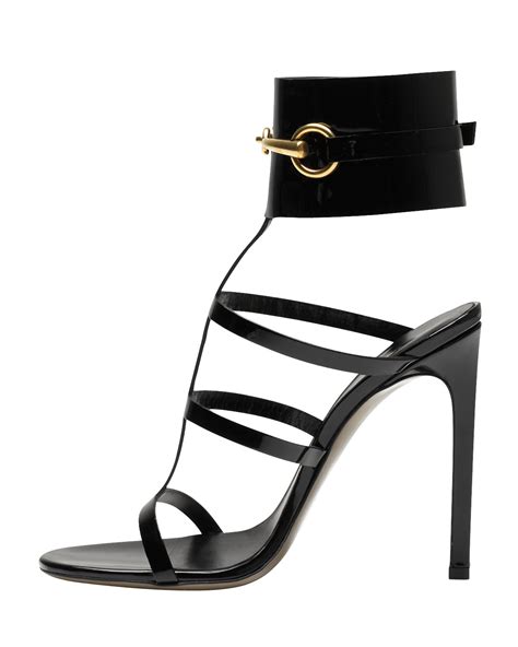 gucci ursula patent ankle wrap cage sandal|Designer Sandals for Women .